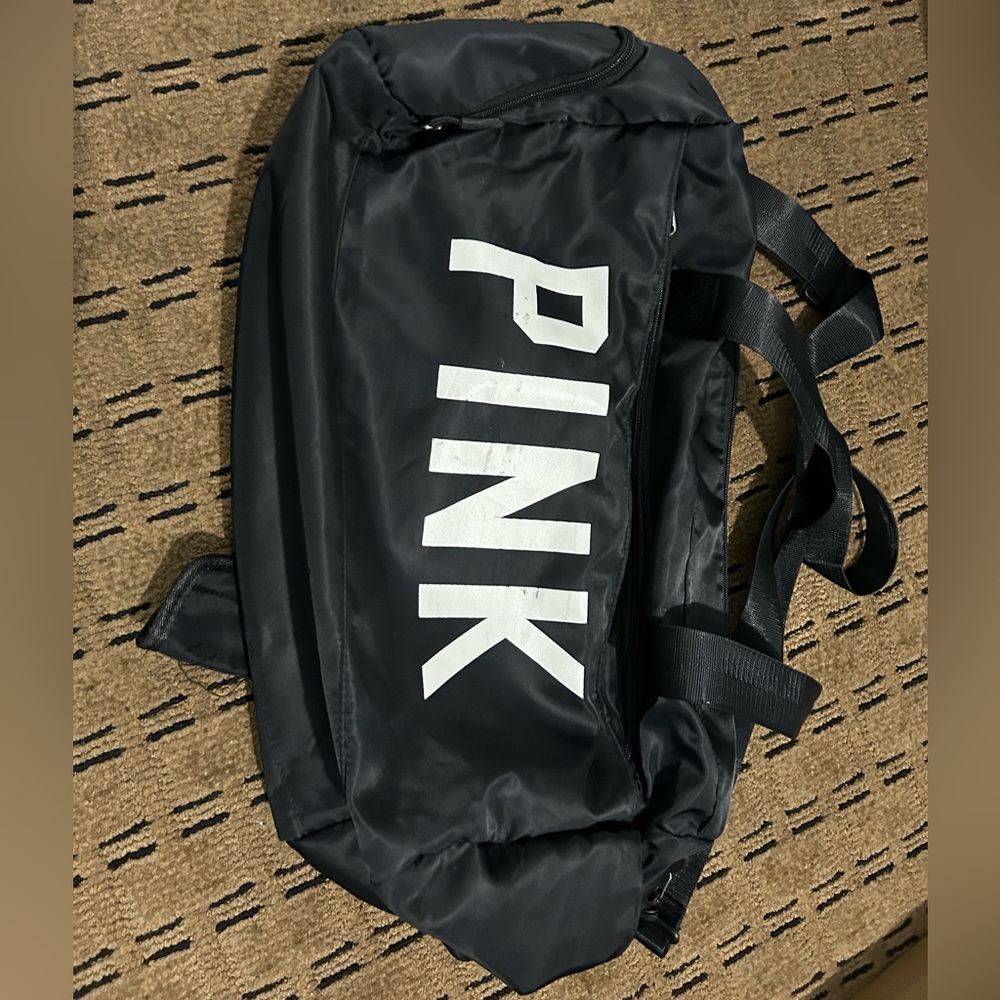 Pink duffel bag